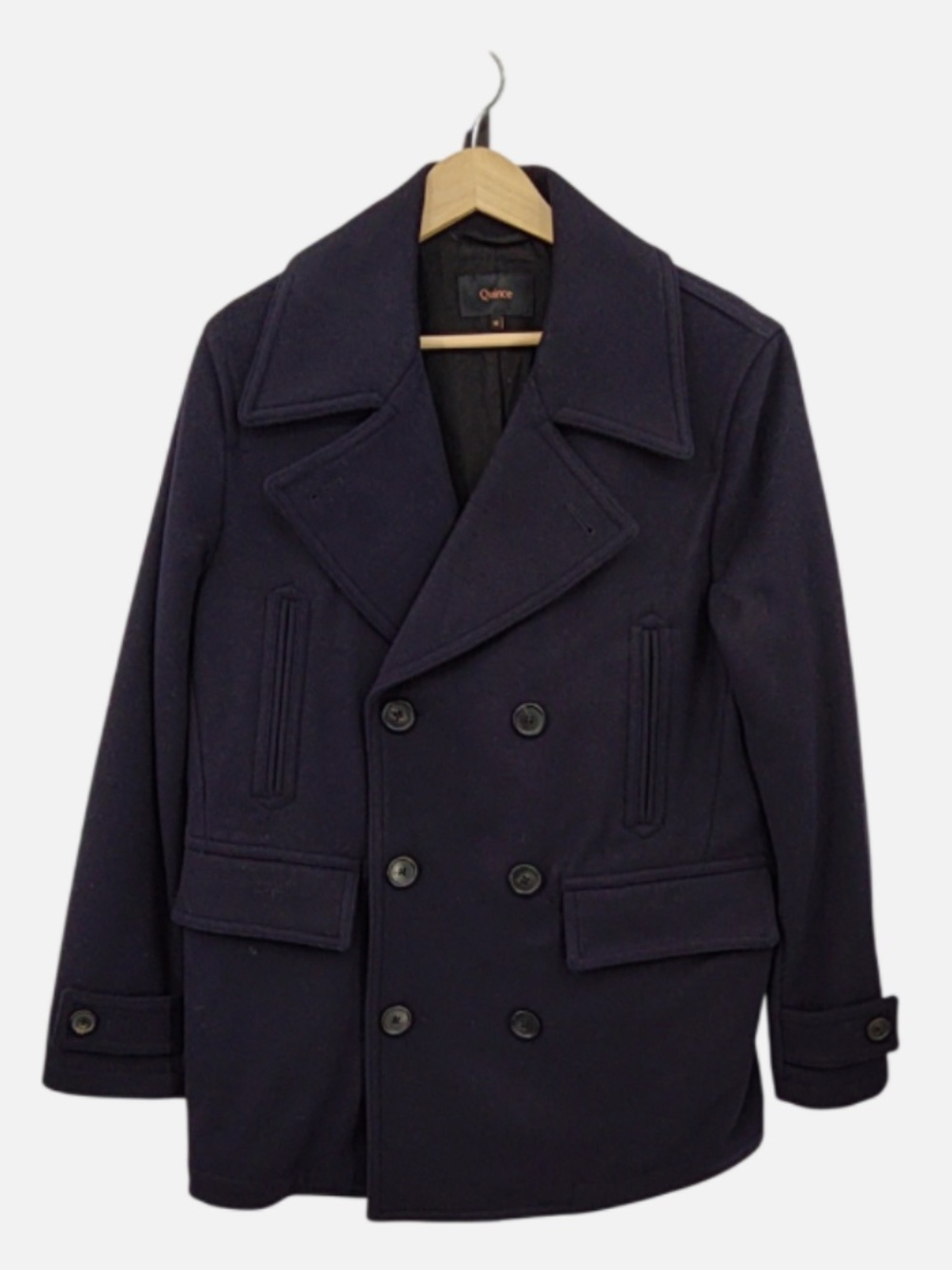Quince Italian Wool Short Peacoat in Cadet Blue (Medium)